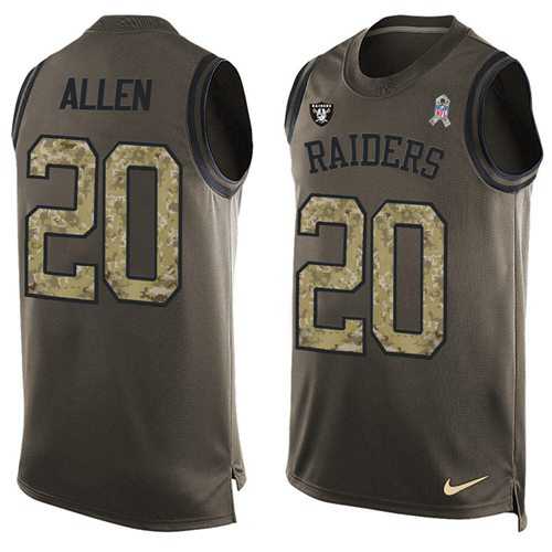 Nike Oakland Raiders #20 Nate Allen Green Men's Stitched NFL Limited Salute To Service Tank Top Jersey