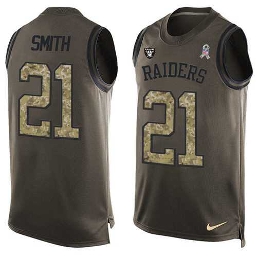 Nike Oakland Raiders #21 Sean Smith Green Men's Stitched NFL Limited Salute To Service Tank Top Jersey