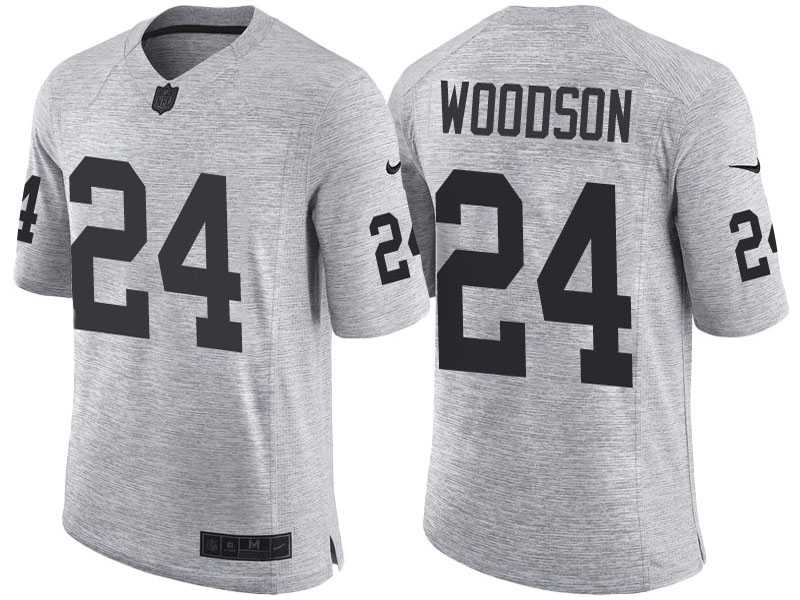 Nike Oakland Raiders #24 Charles Woodson 2016 Gridiron Gray II Men's NFL Limited Jersey