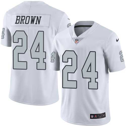 Nike Oakland Raiders #24 Willie Brown White Men's Stitched NFL Limited Rush Jersey