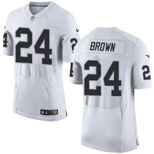 Nike Oakland Raiders #24 Willie Brown White Men's Stitched NFL New Elite Jersey