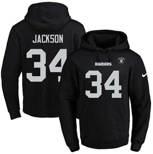 Nike Oakland Raiders #34 Bo Jackson Black Name & Number Pullover NFL Hoodie