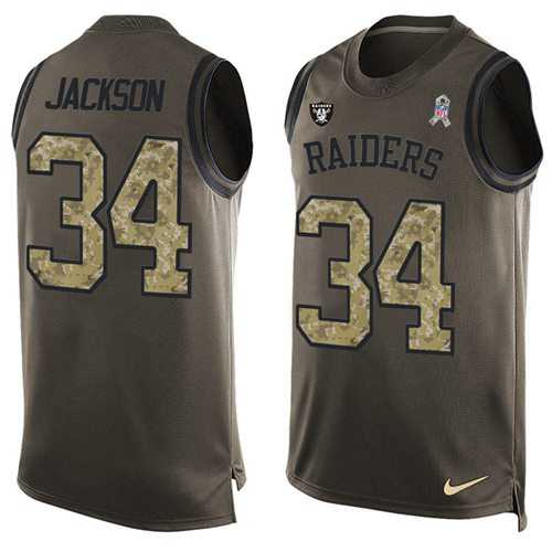 Nike Oakland Raiders #34 Bo Jackson Green Men's Stitched NFL Limited Salute To Service Tank Top Jersey
