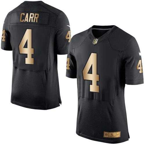 Nike Oakland Raiders #4 Derek Carr Black Team Color Men's Stitched NFL New Elite Gold Jersey