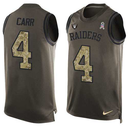 Nike Oakland Raiders #4 Derek Carr Green Men's Stitched NFL Limited Salute To Service Tank Top Jersey