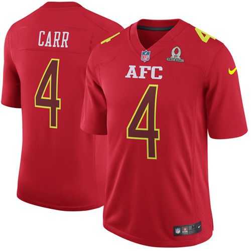 Nike Oakland Raiders #4 Derek Carr Red Men's Stitched NFL Game AFC 2017 Pro Bowl Jersey