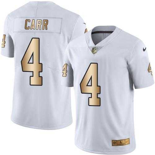Nike Oakland Raiders #4 Derek Carr White Men's Stitched NFL Limited Gold Rush Jersey