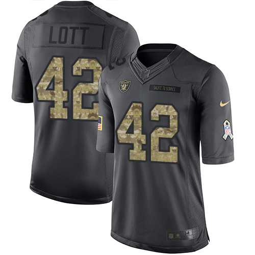 Nike Oakland Raiders #42 Ronnie Lott Black Men's Stitched NFL Limited 2016 Salute To Service Jersey