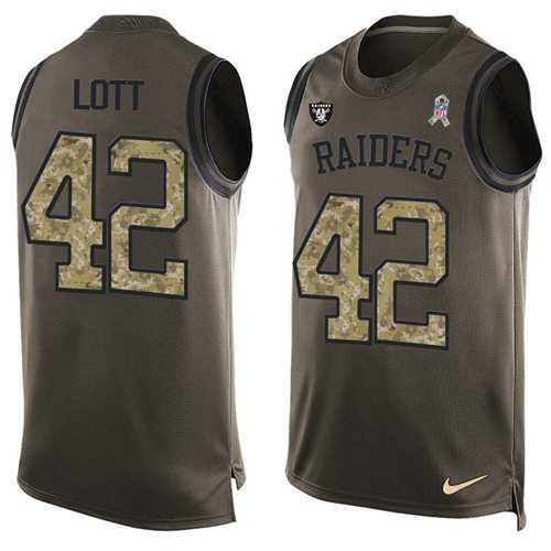 Nike Oakland Raiders #42 Ronnie Lott Green Men's Stitched NFL Limited Salute To Service Tank Top Jersey