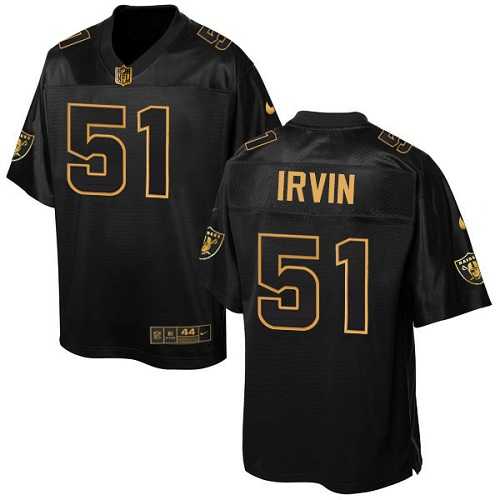 Nike Oakland Raiders #51 Bruce Irvin Elite Black Men's Pro Line Gold Collection NFL Jersey