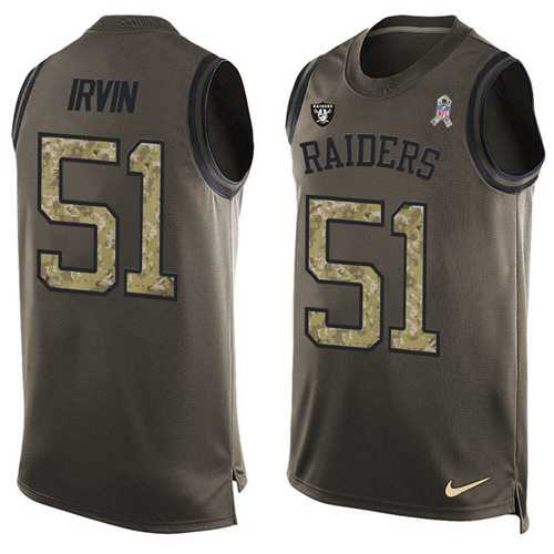 Nike Oakland Raiders #51 Bruce Irvin Green Men's Stitched NFL Limited Salute To Service Tank Top Jersey
