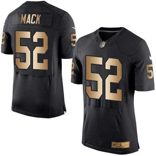 Nike Oakland Raiders #52 Khalil Mack Black Team Color Men's Stitched NFL New Elite Gold Jersey