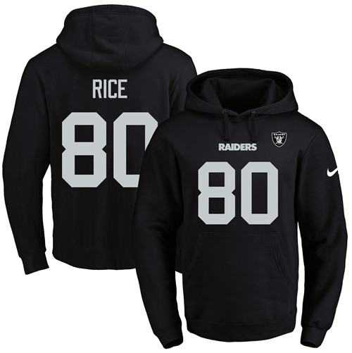 Nike Oakland Raiders #80 Jerry Rice Black Name & Number Pullover NFL Hoodie