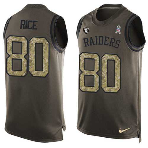 Nike Oakland Raiders #80 Jerry Rice Green Men's Stitched NFL Limited Salute To Service Tank Top Jersey