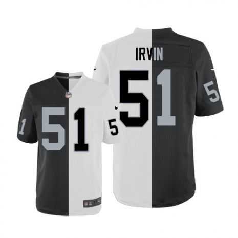Nike Oakland Raiders Black White #51 Bruce Irvin Elite Split Fashion NFL Jersey
