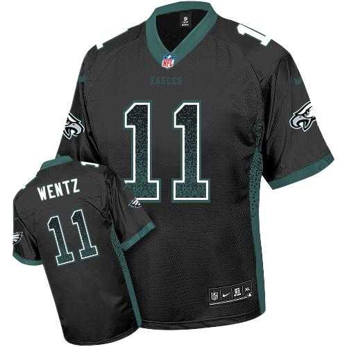 Nike Philadelphia Eagles #11 Carson Wentz Black Alternate Men's Stitched NFL Elite Drift Fashion Jersey