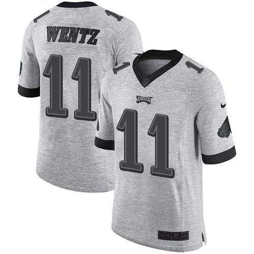 Nike Philadelphia Eagles #11 Carson Wentz Gray Men's Stitched NFL Limited Gridiron Gray II Jersey