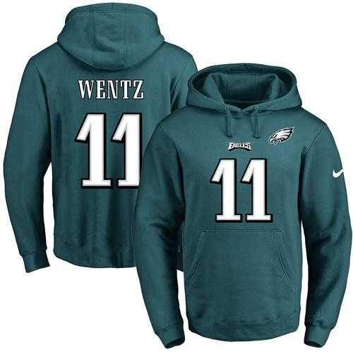 Nike Philadelphia Eagles #11 Carson Wentz Midnight Green Name & Number Pullover NFL Hoodie