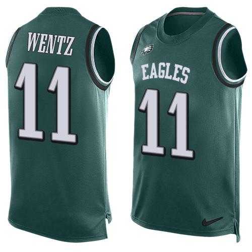 Nike Philadelphia Eagles #11 Carson Wentz Midnight Green Team Color Men's Stitched NFL Limited Tank Top Jersey
