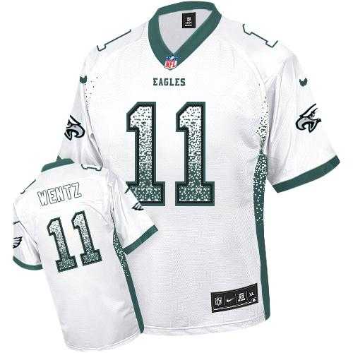 Nike Philadelphia Eagles #11 Carson Wentz White Men's Stitched NFL Elite Drift Fashion Jersey