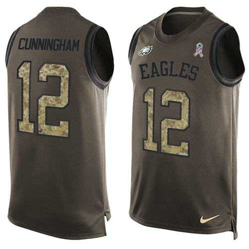 Nike Philadelphia Eagles #12 Randall Cunningham Green Men's Stitched NFL Limited Salute To Service Tank Top Jersey