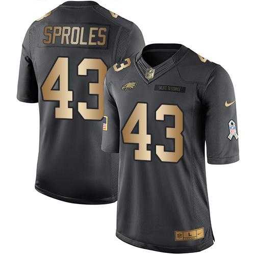 Nike Philadelphia Eagles #43 Darren Sproles Anthracite Men's Stitched NFL Limited Gold Salute To Service Jersey