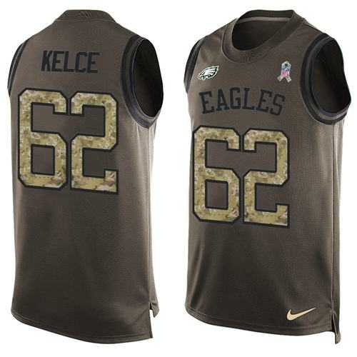 Nike Philadelphia Eagles #62 Jason Kelce Green Men's Stitched NFL Limited Salute To Service Tank Top Jersey