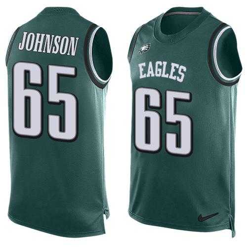Nike Philadelphia Eagles #65 Lane Johnson Midnight Green Team Color Men's Stitched NFL Limited Tank Top Jersey