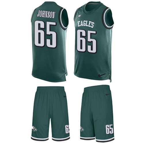 Nike Philadelphia Eagles #65 Lane Johnson Midnight Green Team Color Men's Stitched NFL Limited Tank Top Suit Jersey