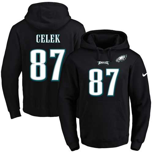 Nike Philadelphia Eagles #87 Brent Celek Black Name & Number Pullover NFL Hoodie