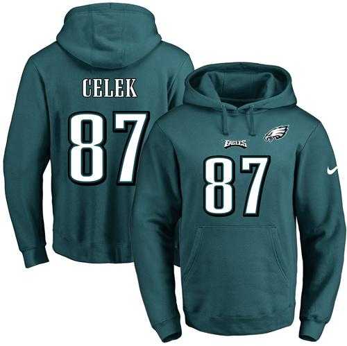 Nike Philadelphia Eagles #87 Brent Celek Midnight Green Name & Number Pullover NFL Hoodie