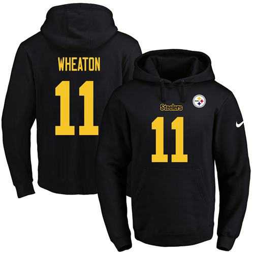 Nike Pittsburgh Steelers #11 Markus Wheaton Black(Gold No.) Name & Number Pullover NFL Hoodie