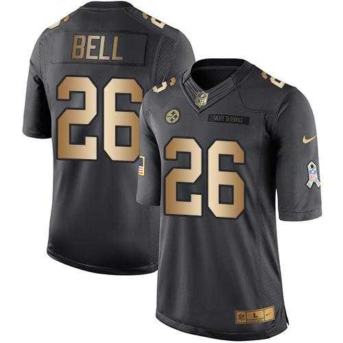 Nike Pittsburgh Steelers #26 Le'Veon Bell Anthracite Men's Stitched NFL Limited Gold Salute To Service Jersey