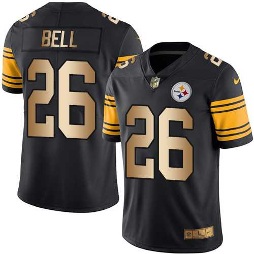 Nike Pittsburgh Steelers #26 Le'Veon Bell Black Men's Stitched NFL Limited Gold Rush Jersey