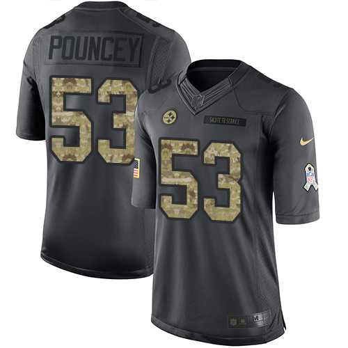 Nike Pittsburgh Steelers #53 Maurkice Pouncey Black Men's Stitched NFL Limited 2016 Salute to Service Jersey