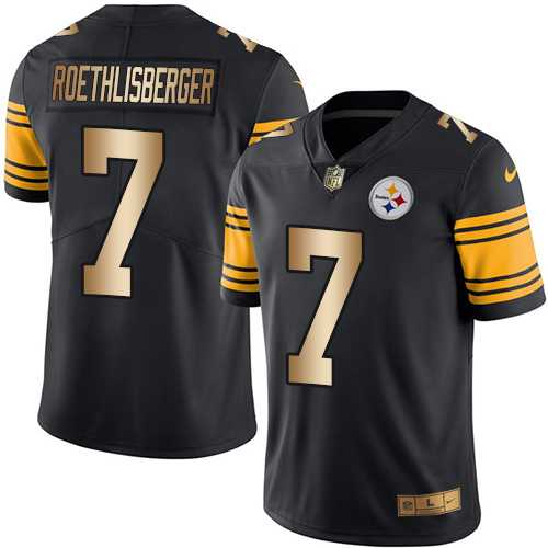 Nike Pittsburgh Steelers #7 Ben Roethlisberger Black Men's Stitched NFL Limited Gold Rush Jersey