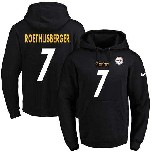 Nike Pittsburgh Steelers #7 Ben Roethlisberger Black Name & Number Pullover NFL Hoodie