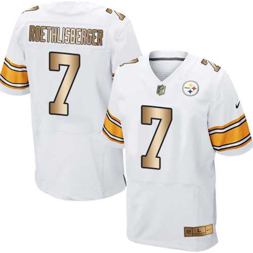 Nike Pittsburgh Steelers #7 Ben Roethlisberger White Men's Stitched NFL Elite Gold Jersey