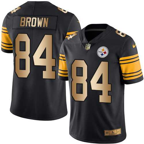Nike Pittsburgh Steelers #84 Antonio Brown Black Men's Stitched NFL Limited Gold Rush Jersey