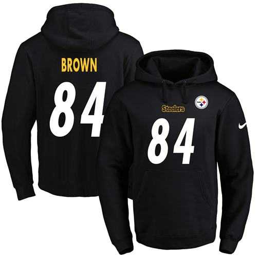 Nike Pittsburgh Steelers #84 Antonio Brown Black Name & Number Pullover NFL Hoodie