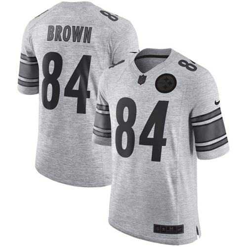 Nike Pittsburgh Steelers #84 Antonio Brown Gray Men's Stitched NFL Limited Gridiron Gray II Jersey