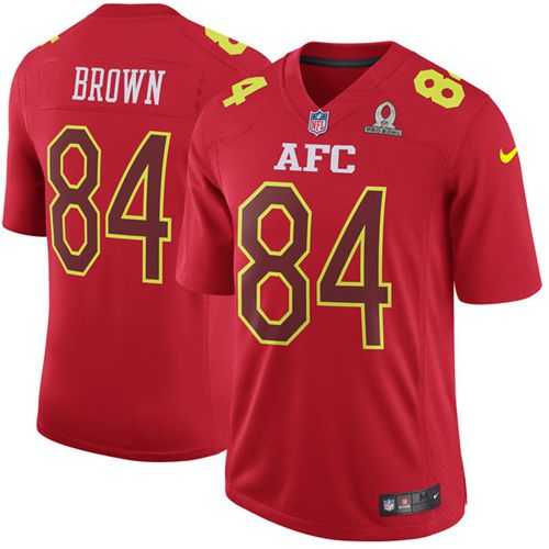 Nike Pittsburgh Steelers #84 Antonio Brown Red Men's Stitched NFL Game AFC 2017 Pro Bowl Jersey
