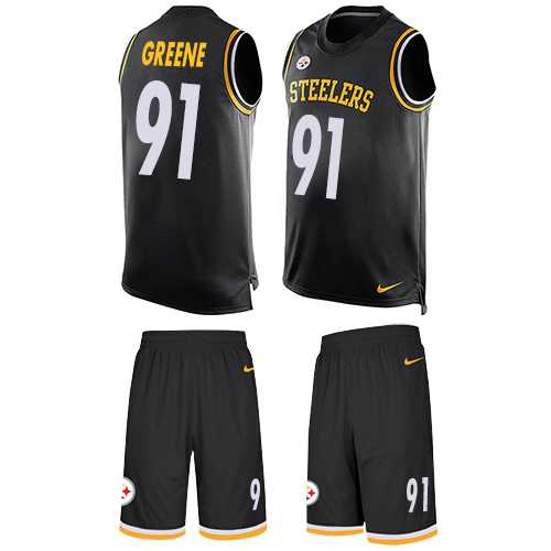Nike Pittsburgh Steelers #91 Kevin Greene Black Team Color Men's Stitched NFL Limited Tank Top Suit Jersey
