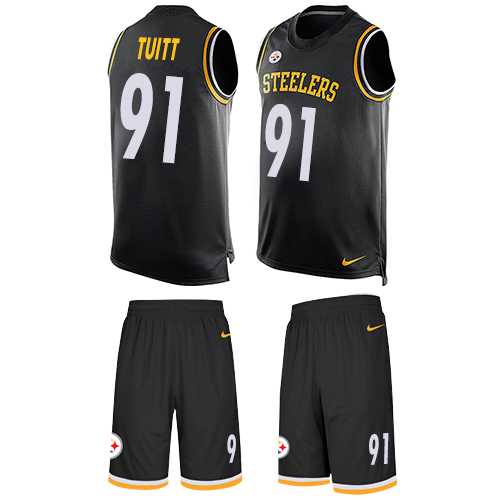 Nike Pittsburgh Steelers #91 Stephon Tuitt Black Team Color Men's Stitched NFL Limited Tank Top Suit Jersey