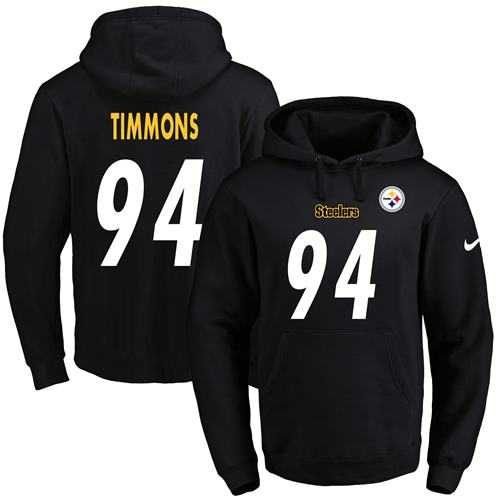 Nike Pittsburgh Steelers #94 Lawrence Timmons Black Name & Number Pullover NFL Hoodie
