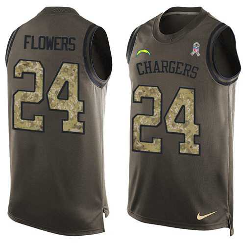 Nike San Diego Chargers #24 Brandon Flowers Green Men's Stitched NFL Limited Salute To Service Tank Top Jersey