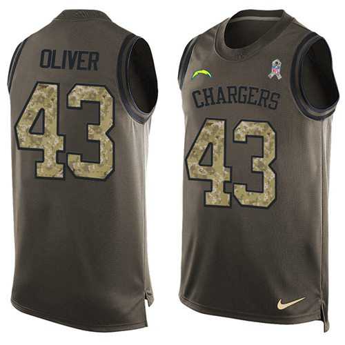 Nike San Diego Chargers #43 Branden Oliver Green Men's Stitched NFL Limited Salute To Service Tank Top Jersey