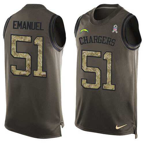 Nike San Diego Chargers #51 Kyle Emanuel Green Men's Stitched NFL Limited Salute To Service Tank Top Jersey