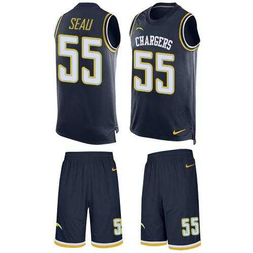 Nike San Diego Chargers #55 Junior Seau Navy Blue Team Color Men's Stitched NFL Limited Tank Top Suit Jersey