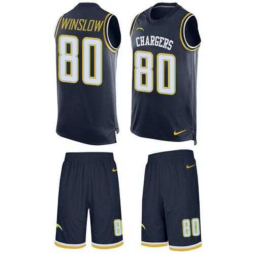 Nike San Diego Chargers #80 Kellen Winslow Navy Blue Team Color Men's Stitched NFL Limited Tank Top Suit Jersey